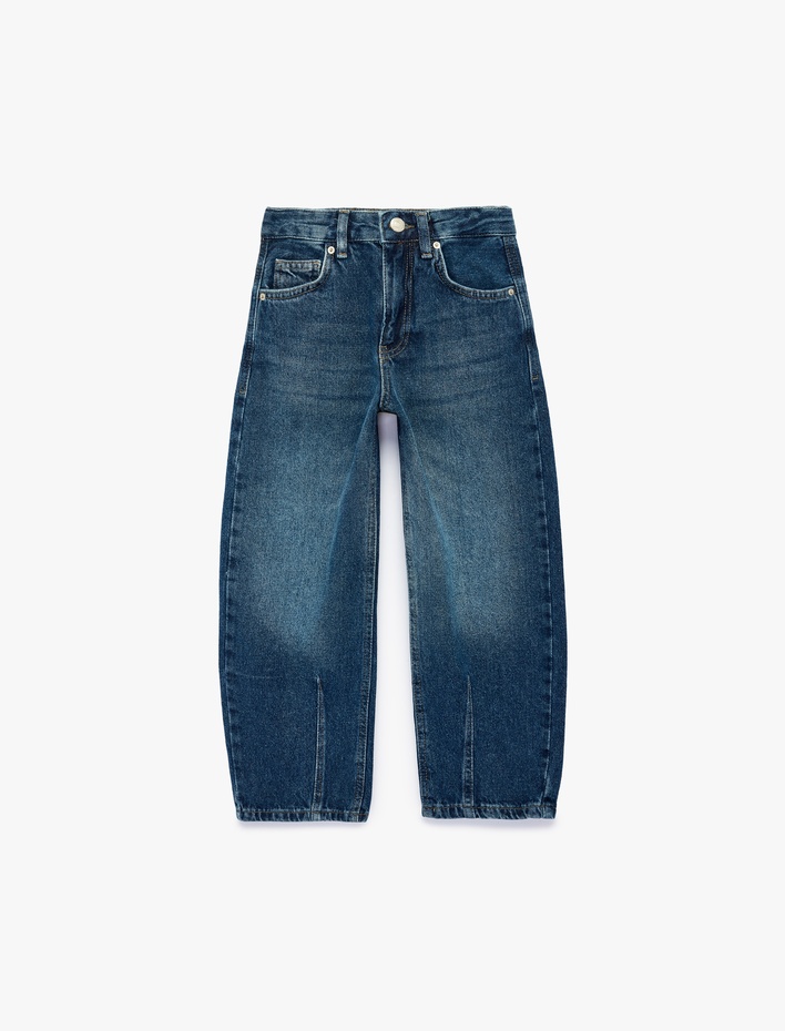 Erkek Çocuk Pamuklu Cepli Rahat Kesim Balon Form Denim Pantolon