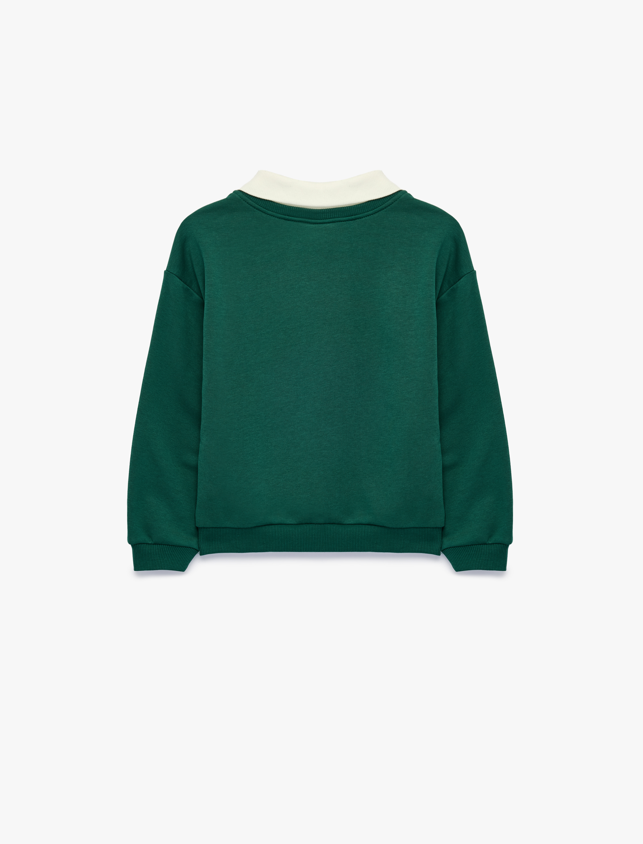  Erkek Bebek Uzun Kollu Baskılı Pamuklu Oversize Polo Yaka Sweatshirt