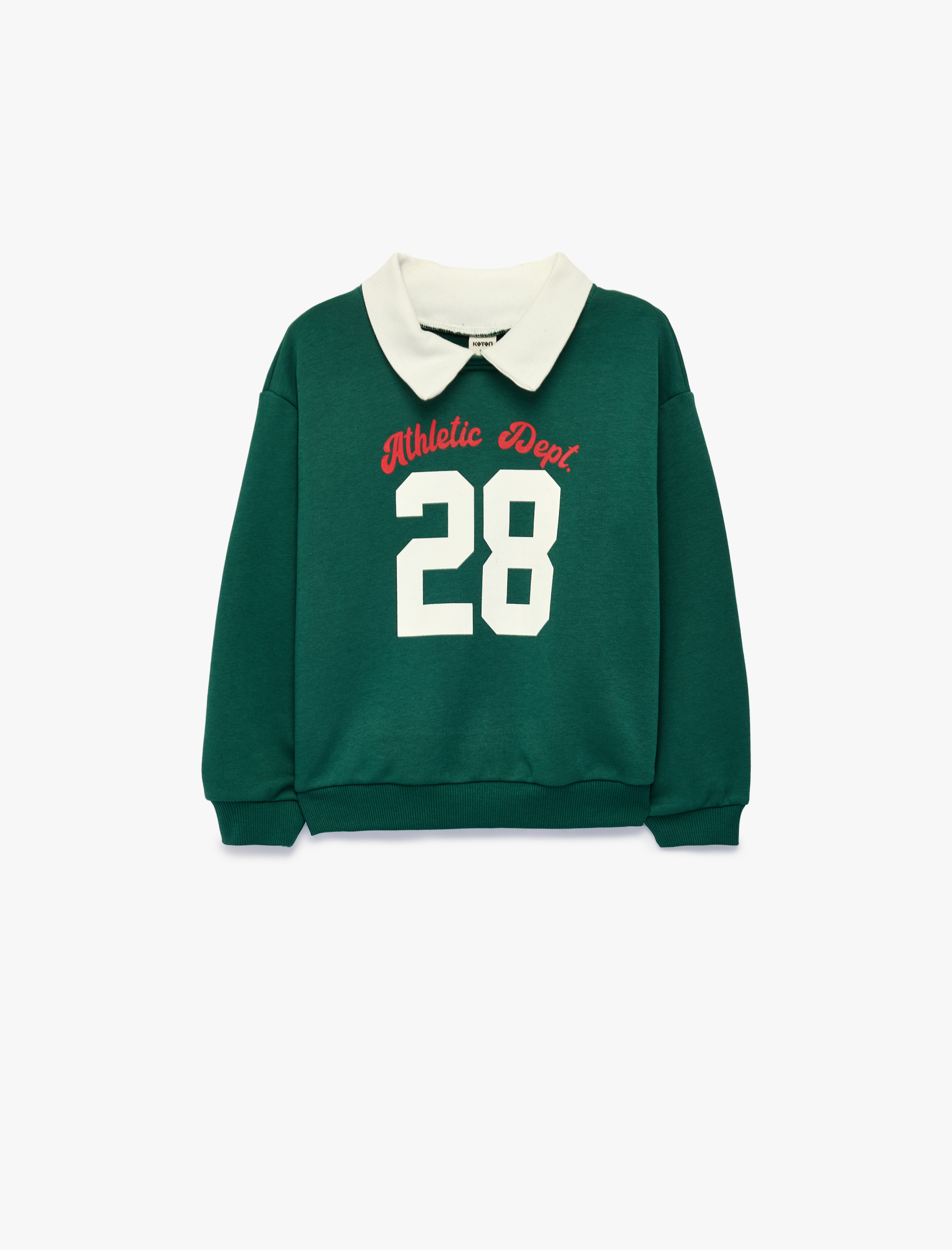  Erkek Bebek Uzun Kollu Baskılı Pamuklu Oversize Polo Yaka Sweatshirt