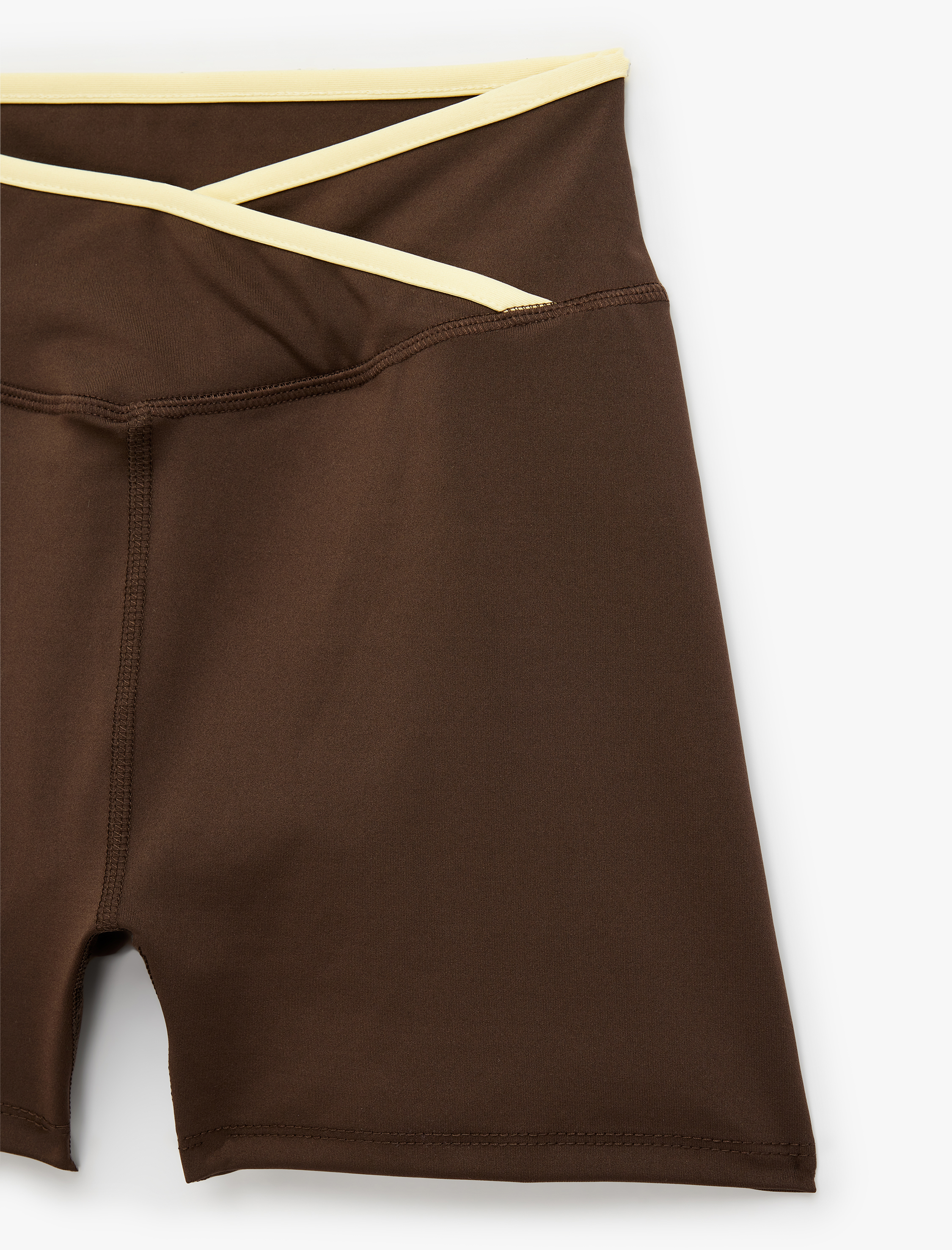   Yüksek Bel Biye Detaylı Slim Fit Spor Biker Tayt