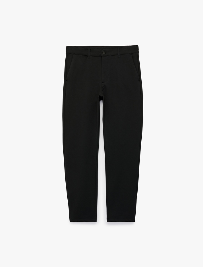  Slim Fit Cepli Düğmeli Viskon Karışımlı Kumaş Pantolon