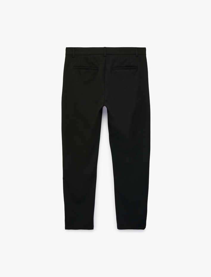  Slim Fit Cepli Düğmeli Viskon Karışımlı Kumaş Pantolon
