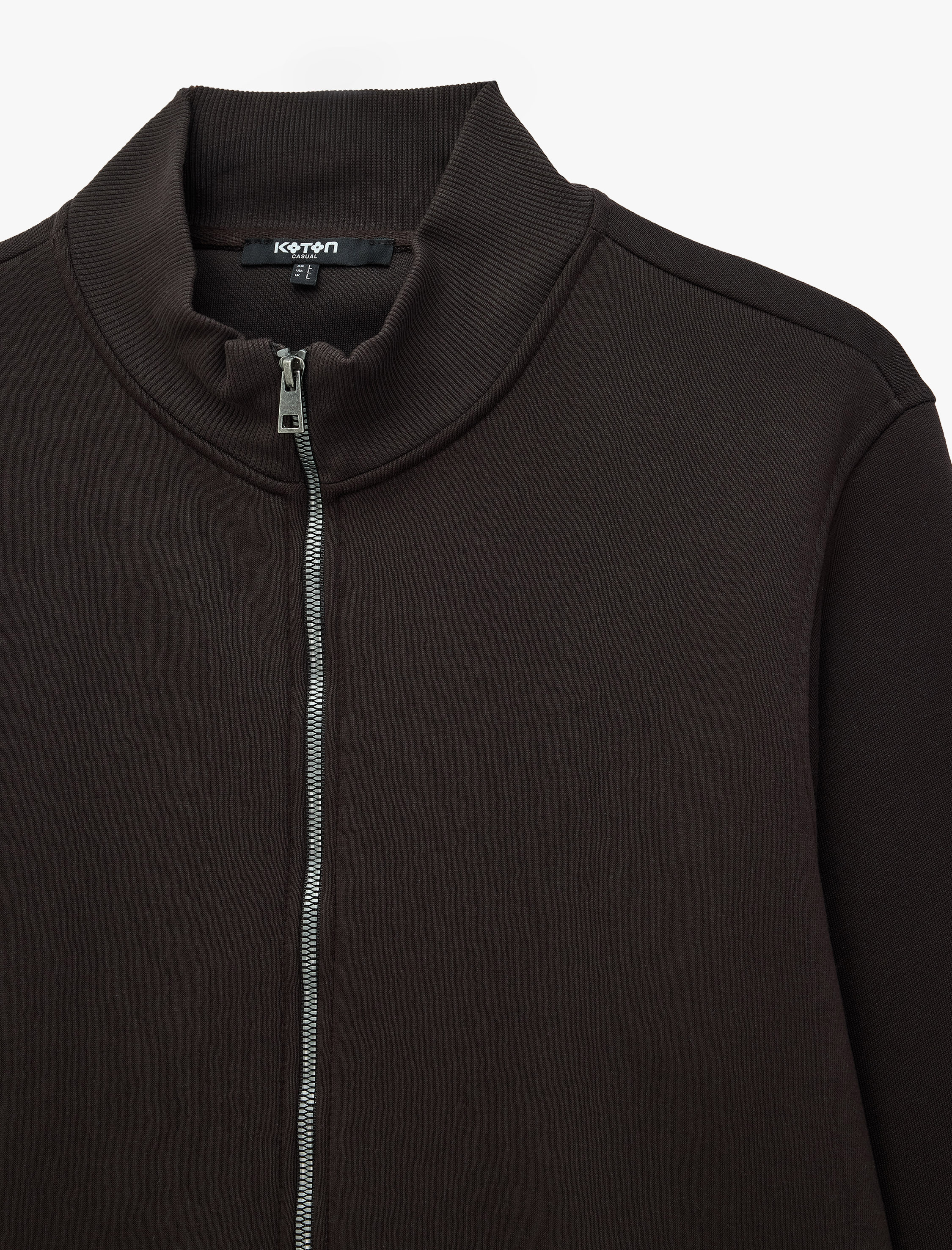   Üç İplik Şardonlu Regular Fit Uzun Kollu Fermuarlı Yaka Cepli Sweatshirt