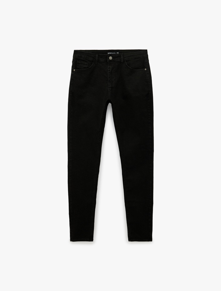  Pamuklu Normal Bel Cepli Skinny Push Up Denim Pantolon - Skinny Push Up Fit Jean