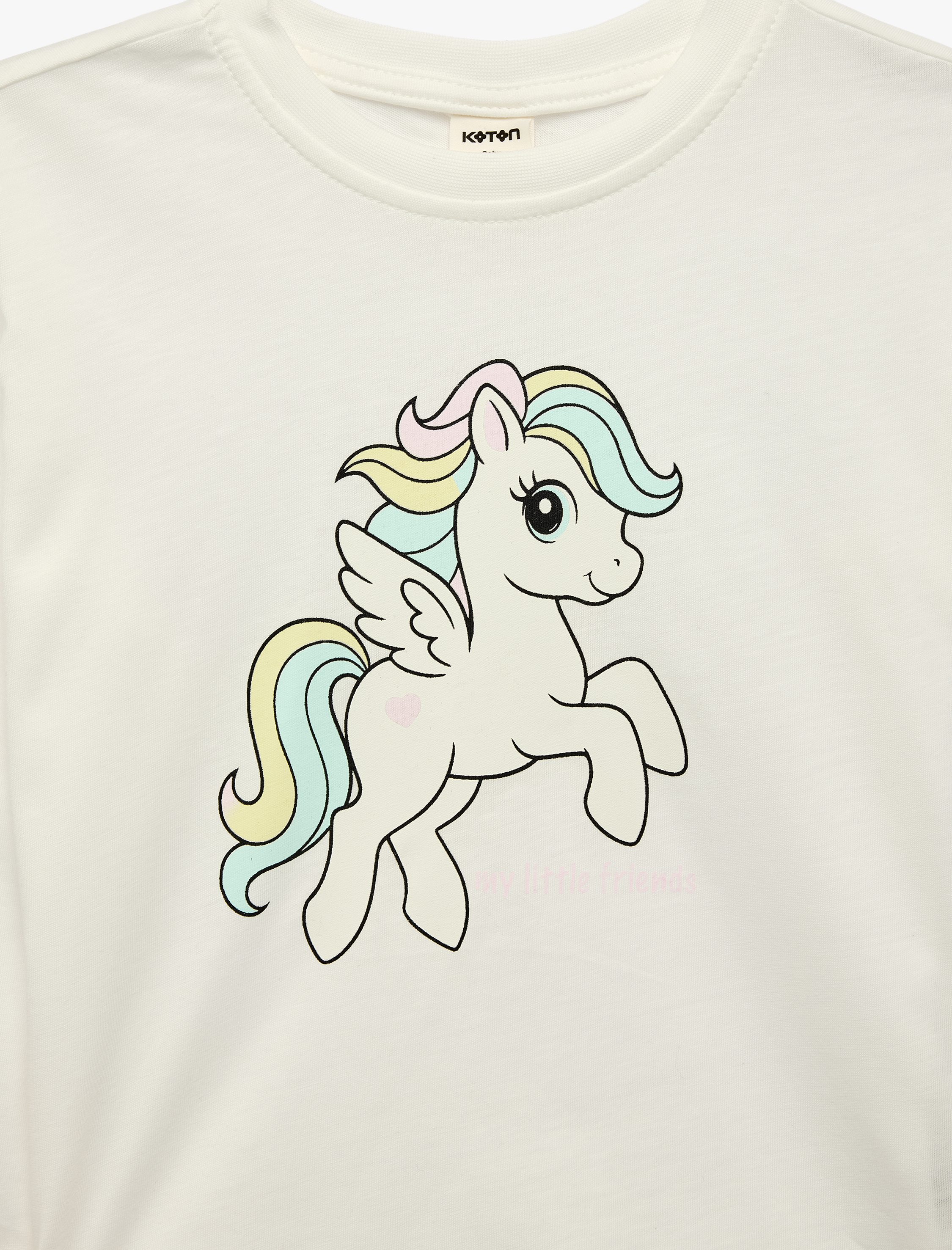  Kız Bebek Unicorn Baskılı Bisiklet Yaka Uzun Kollu Pamuklu Tişört
