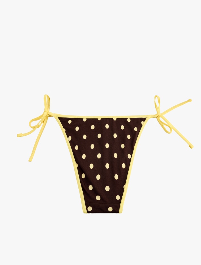  Renk Kontrastlı İpli Puantiyeli Bikini Altı