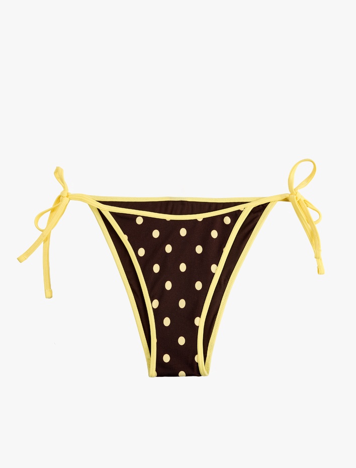  Renk Kontrastlı İpli Puantiyeli Bikini Altı