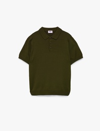 Basic Düğmeli Kısa Kollu Polo Yaka Triko Tişört