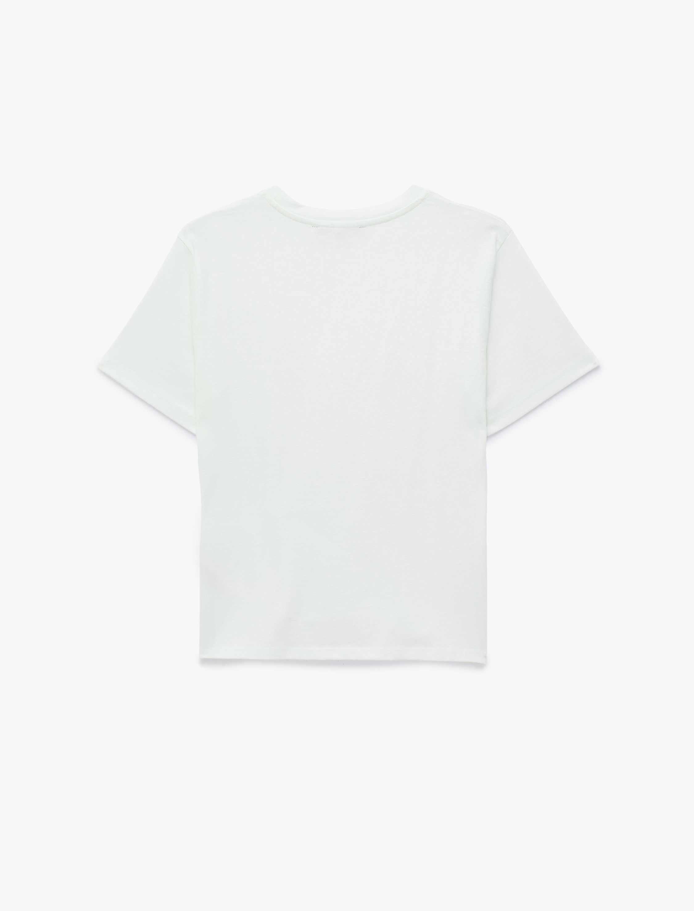   Regular Fit Kısa Kollu Bisiklet Yaka Drape Detaylı Pamuklu Basic Tişört