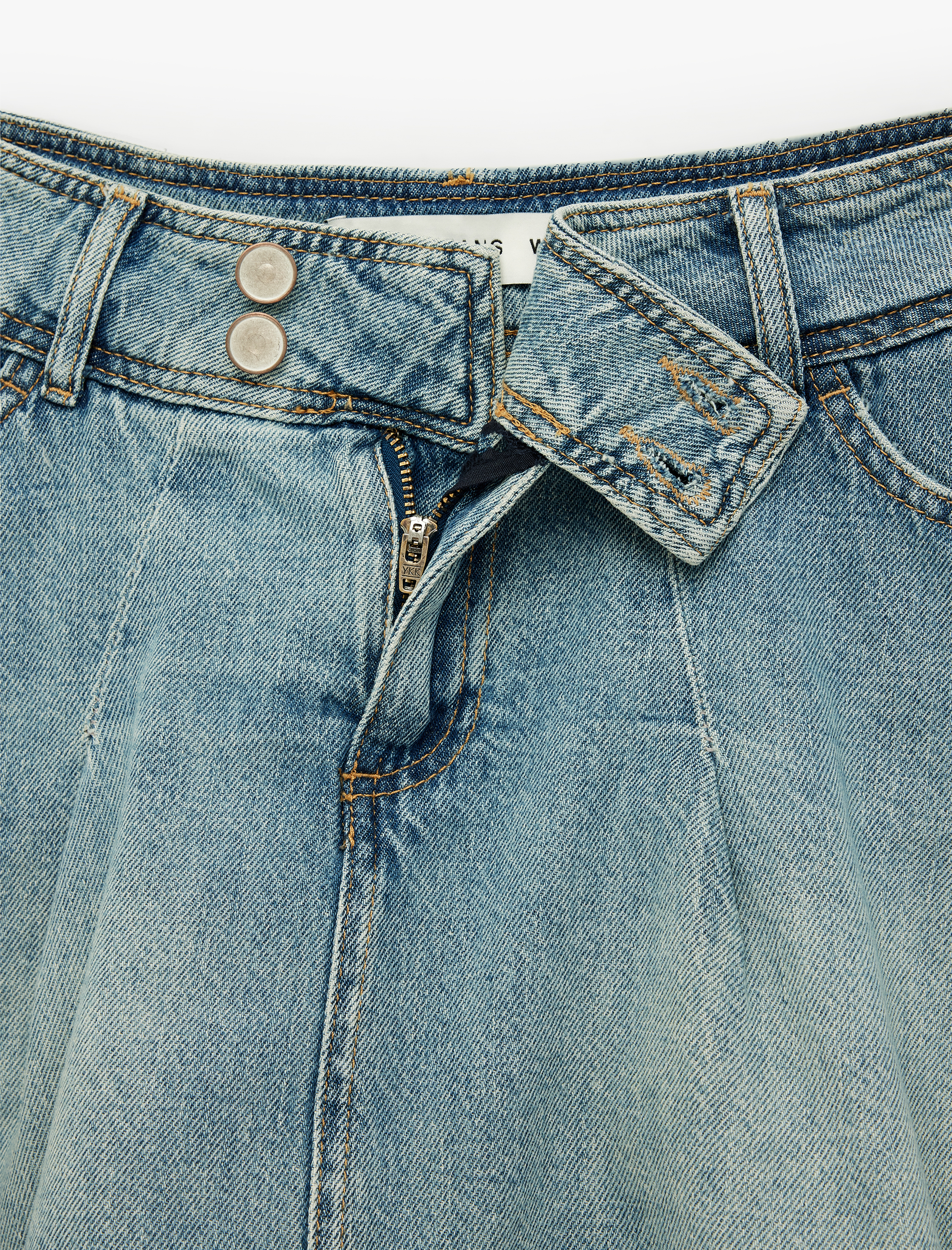   Cepli Düğme Detaylı Rahat Kalıp Pamuklu Pileli Denim Şort Etek