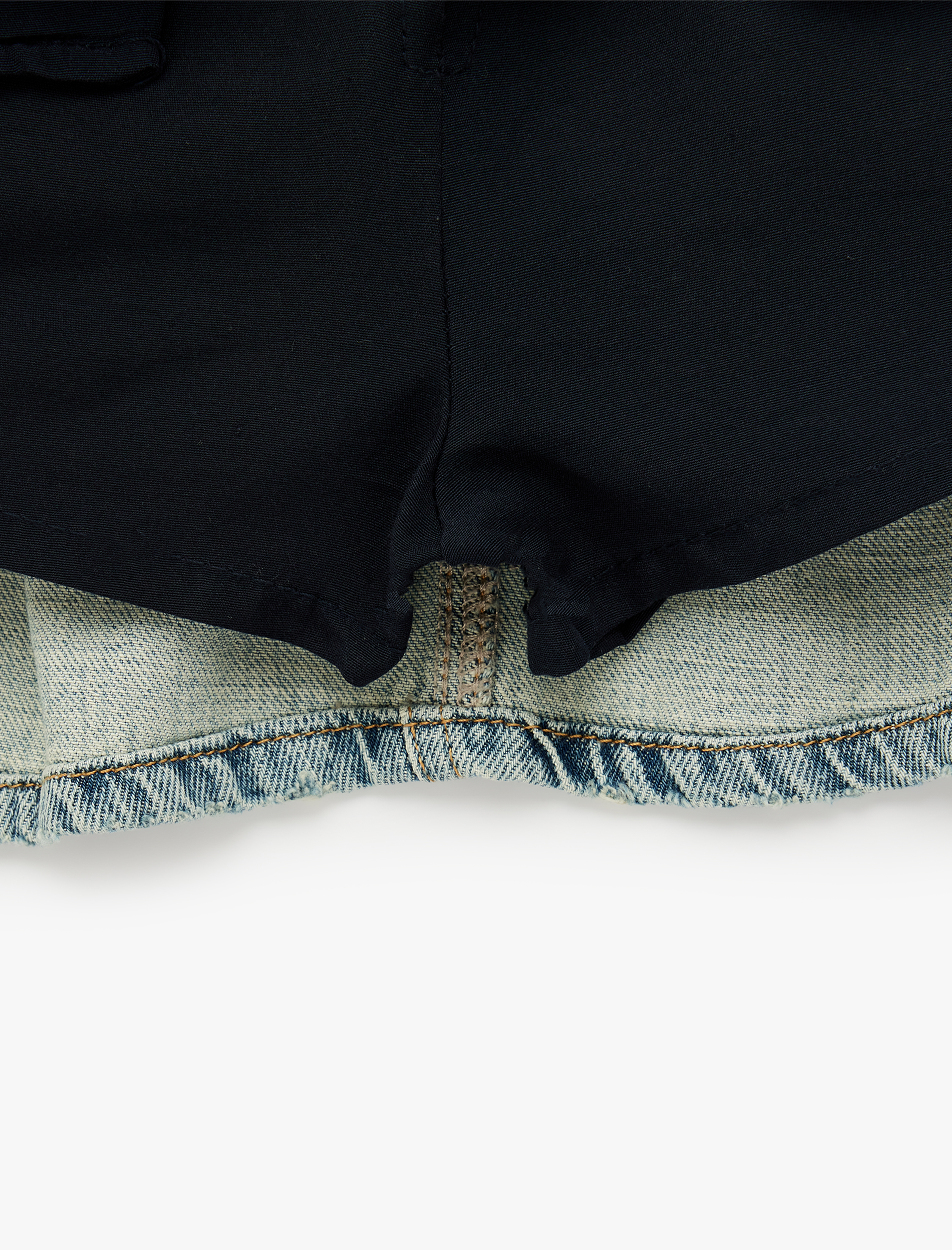   Cepli Düğme Detaylı Rahat Kalıp Pamuklu Pileli Denim Şort Etek