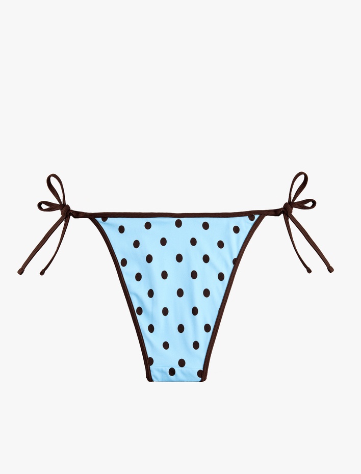  Renk Kontrastlı İpli Puantiyeli Bikini Altı