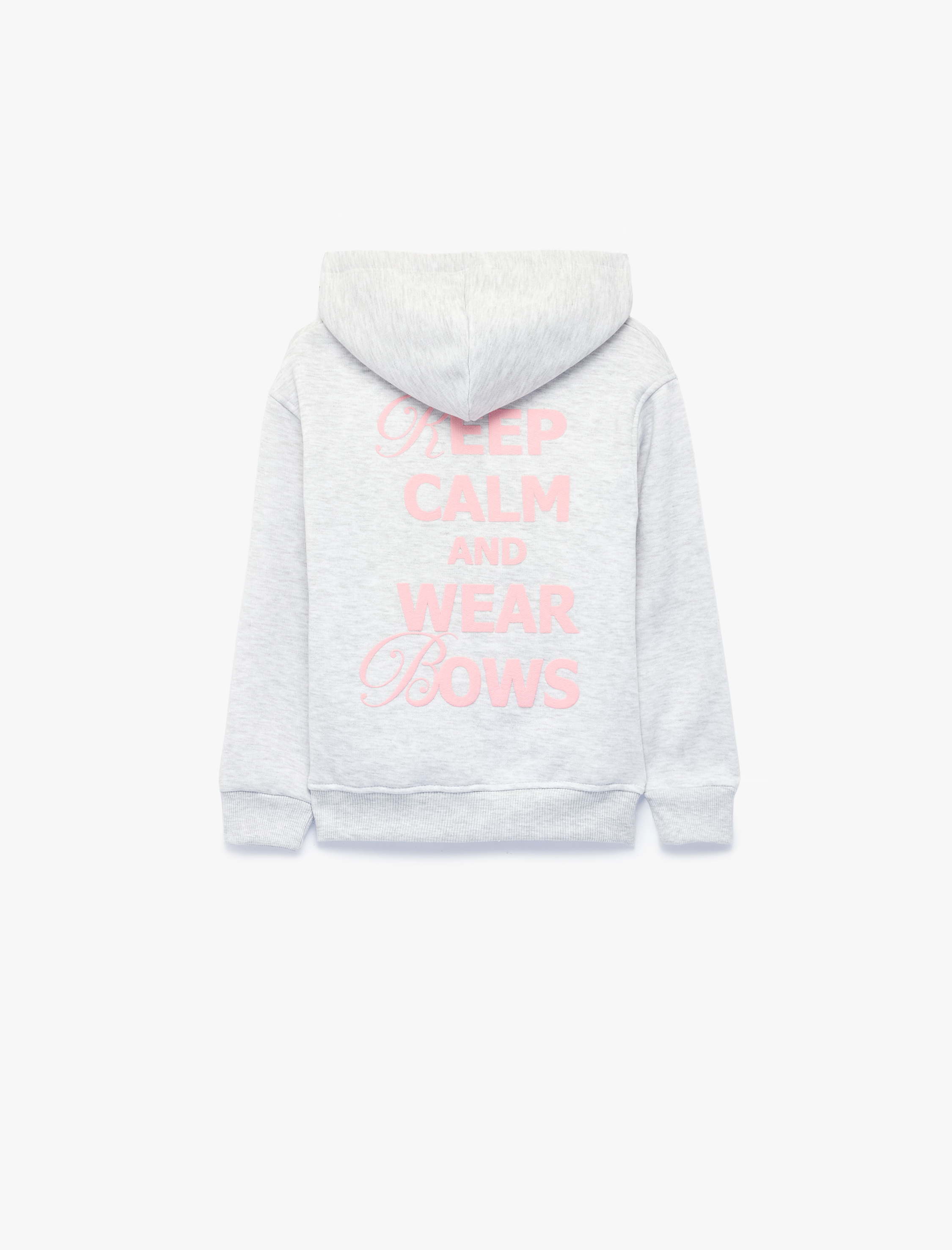  Kız Çocuk Şardonlu Cep Detaylı Baskılı Uzun Kollu Fermuarlı Kapşonlu Sweatshirt