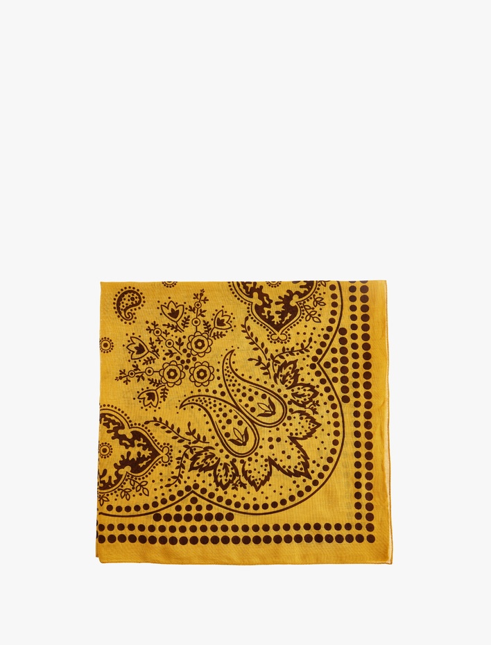 Kadın Pamuklu Çiçek Desenli Kare Bandana Fular