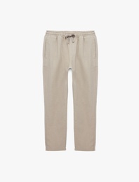 Beli Bağcıklı Cepli Slim Fit Pamuklu Düz Paça Chino Pantolon