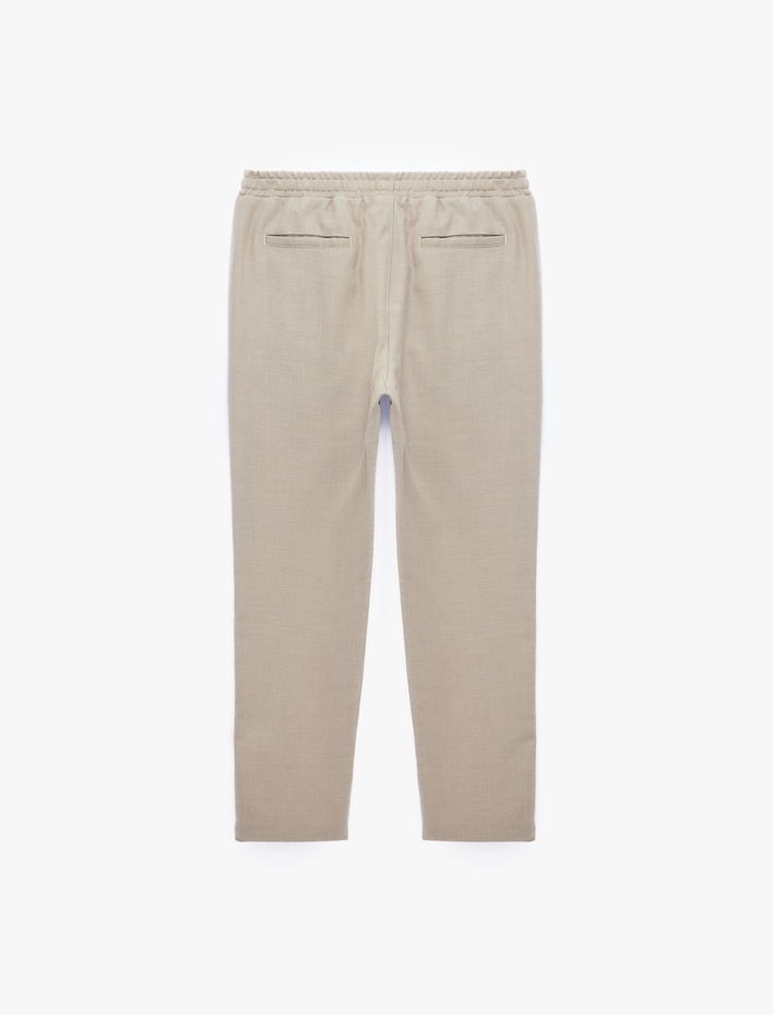  Beli Bağcıklı Cepli Slim Fit Pamuklu Düz Paça Chino Pantolon