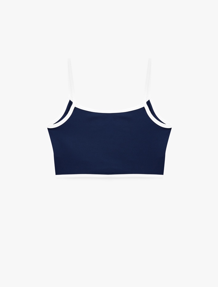  Slim Fit Biyeli İnterlok İnce Askılı Kolsuz Sporcu Sütyeni
