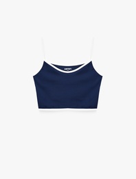 Slim Fit Biyeli İnterlok İnce Askılı Kolsuz Sporcu Sütyeni