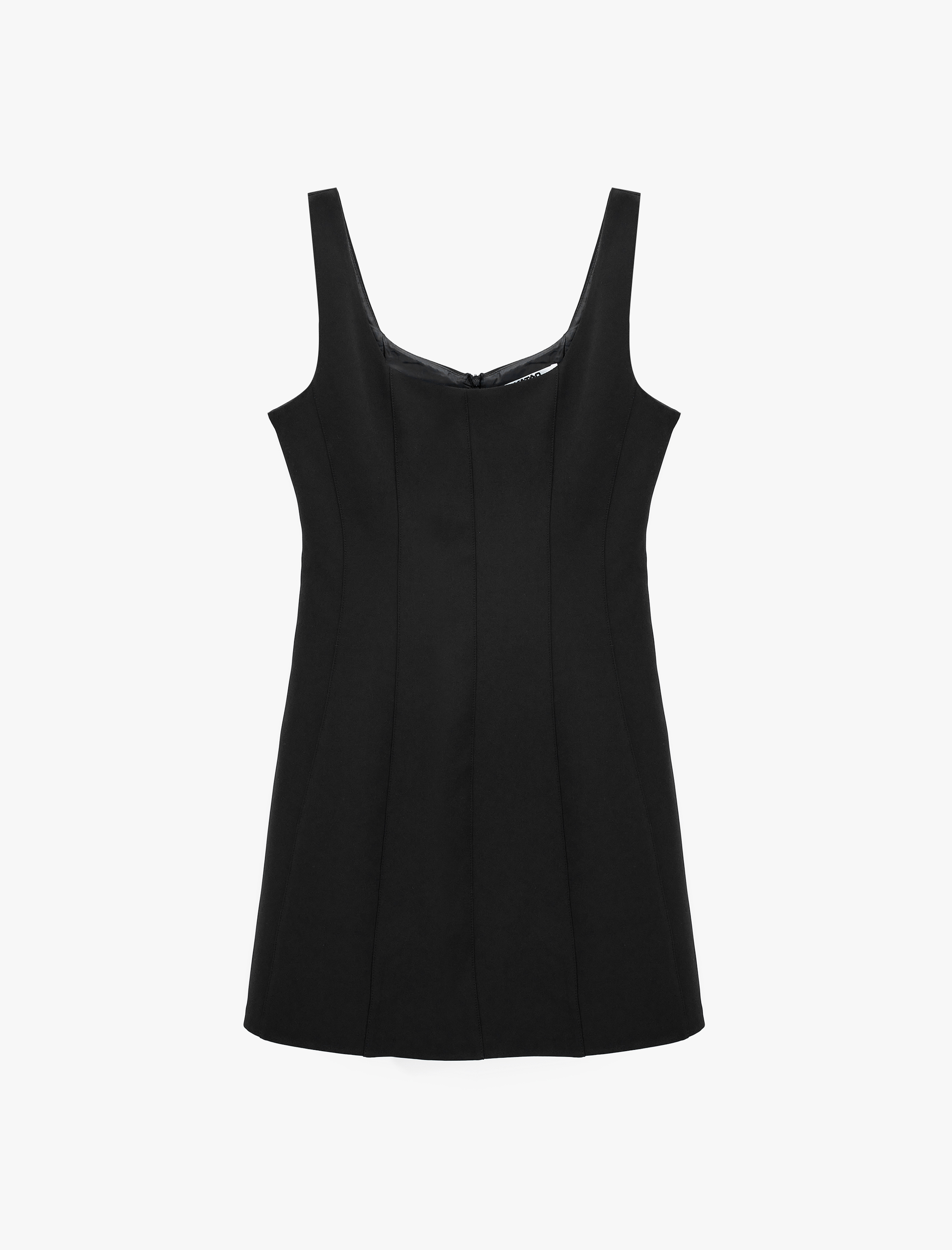   Regular Fit Dikiş Detaylı A Kesim Kare Yaka Kolsuz Mini Elbise