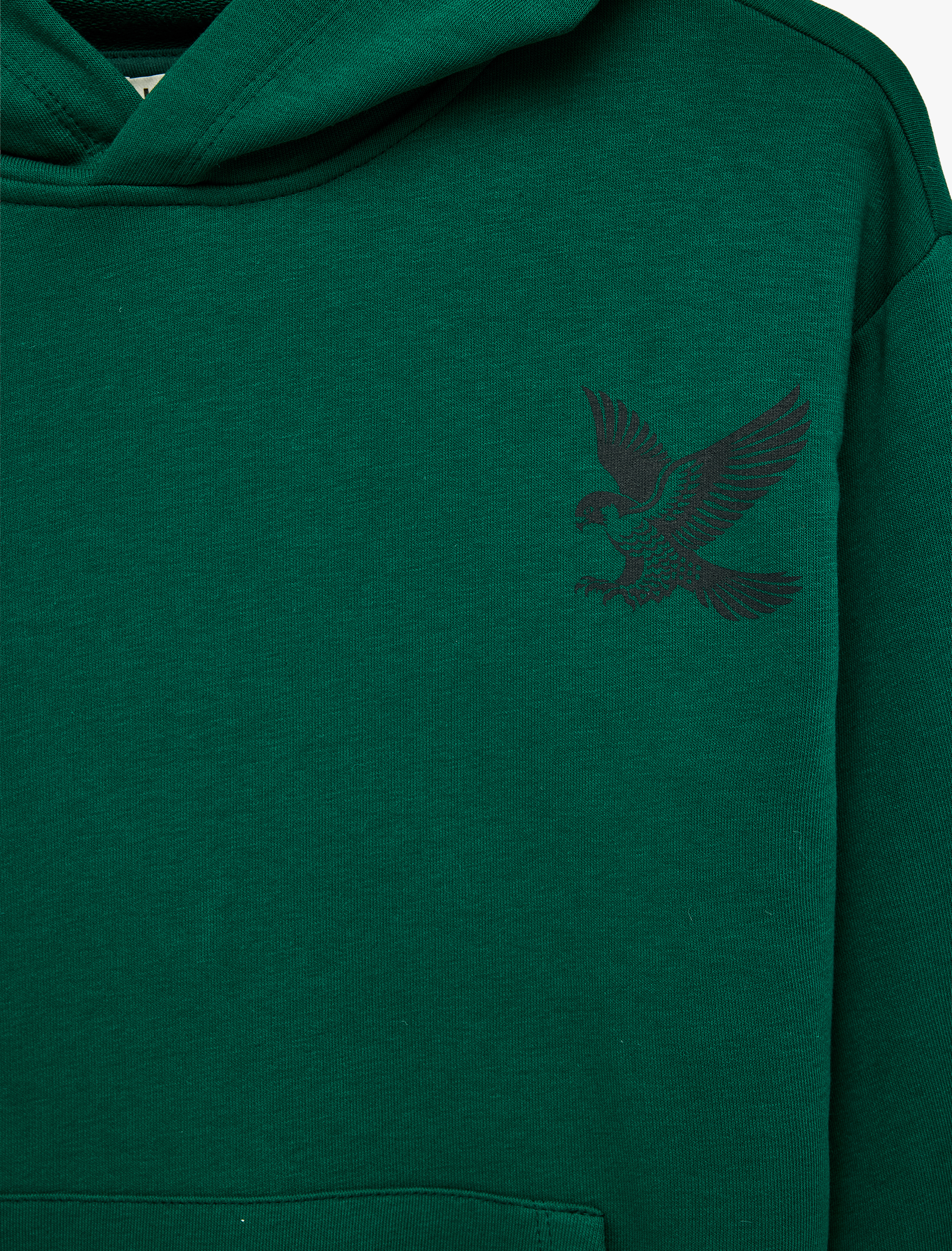  Erkek Çocuk Kartal Baskılı Kanguru Cepli Uzun Kollu Oversize Kapşonlu Sweatshirt
