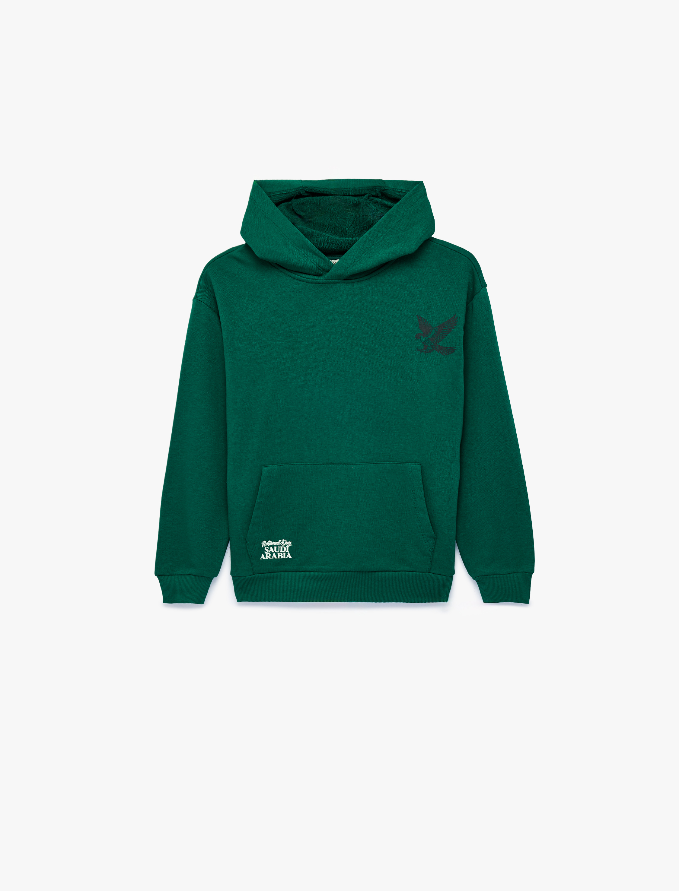  Erkek Çocuk Kartal Baskılı Kanguru Cepli Uzun Kollu Oversize Kapşonlu Sweatshirt