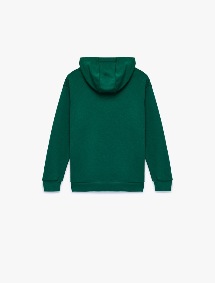 Erkek Çocuk Kartal Baskılı Kanguru Cepli Uzun Kollu Oversize Kapşonlu Sweatshirt