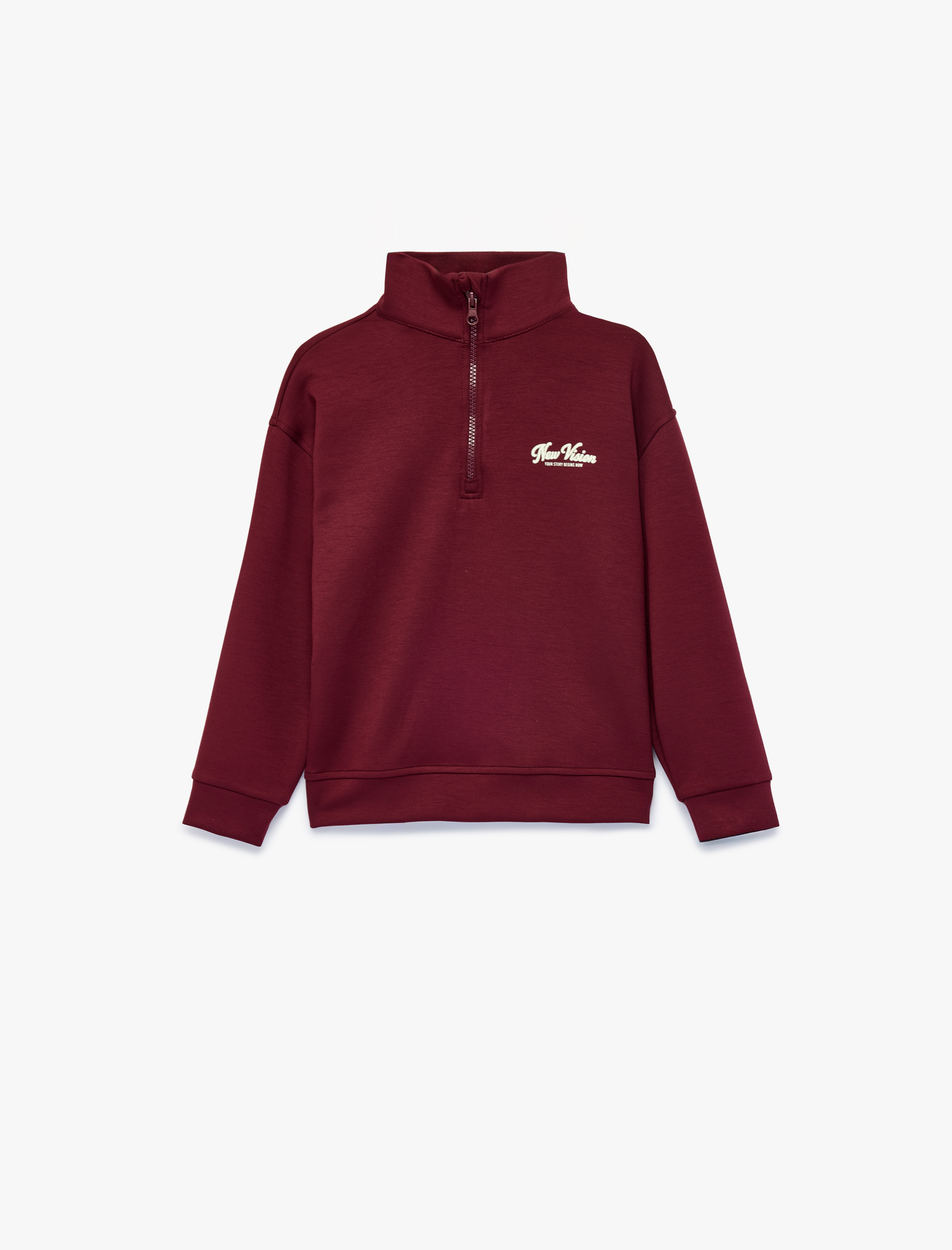  Kız Çocuk Baskılı Viskon Karışımlı Uzun Kollu Fermuarlı Yaka Sweatshirt