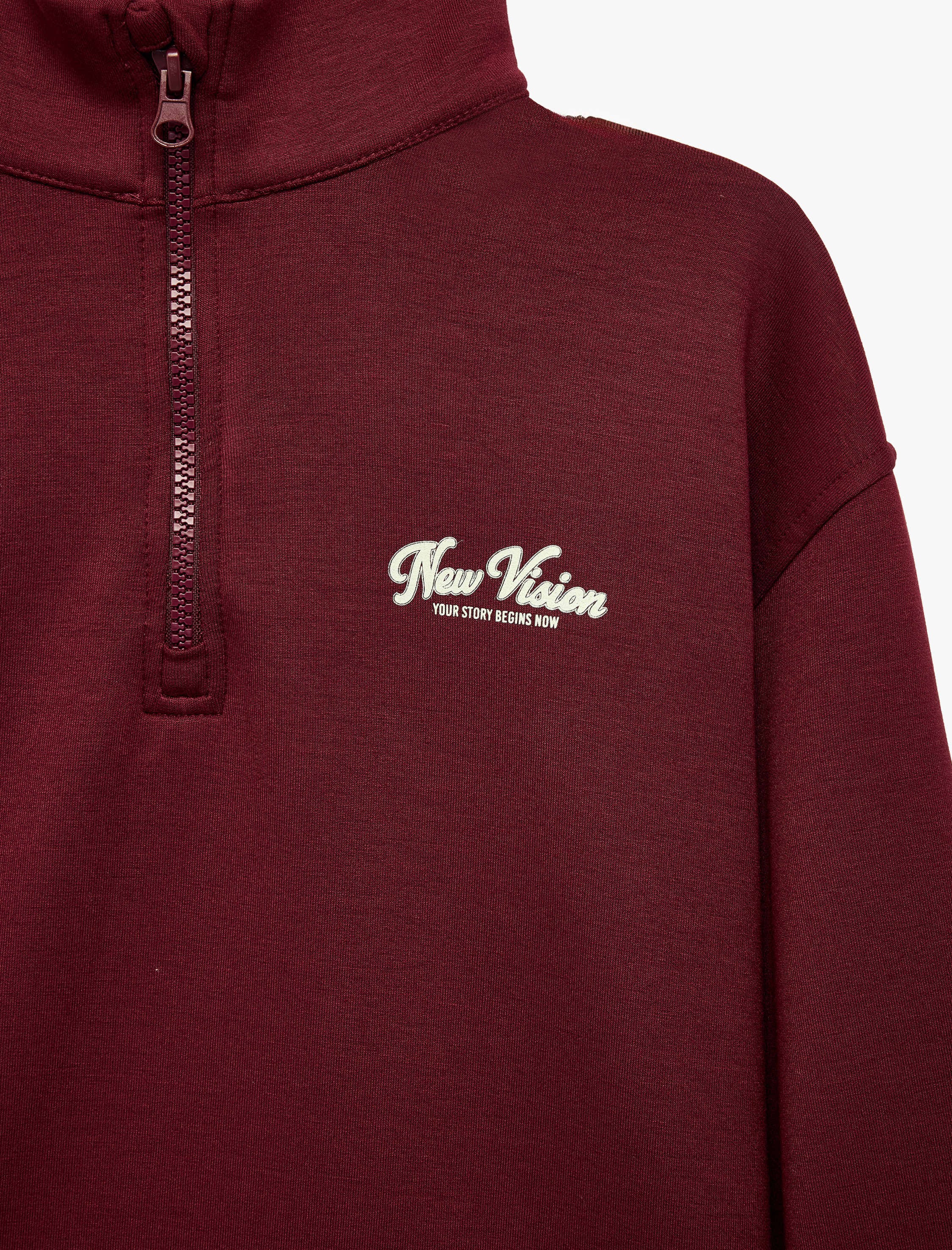  Kız Çocuk Baskılı Viskon Karışımlı Uzun Kollu Fermuarlı Yaka Sweatshirt