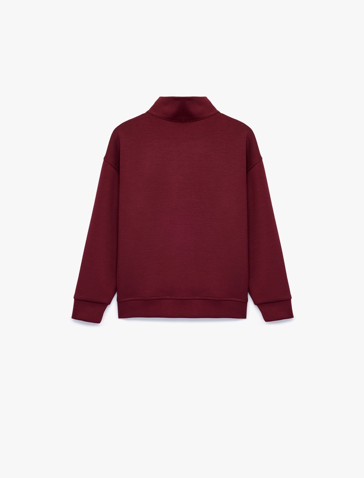 Kız Çocuk Baskılı Viskon Karışımlı Uzun Kollu Fermuarlı Yaka Sweatshirt