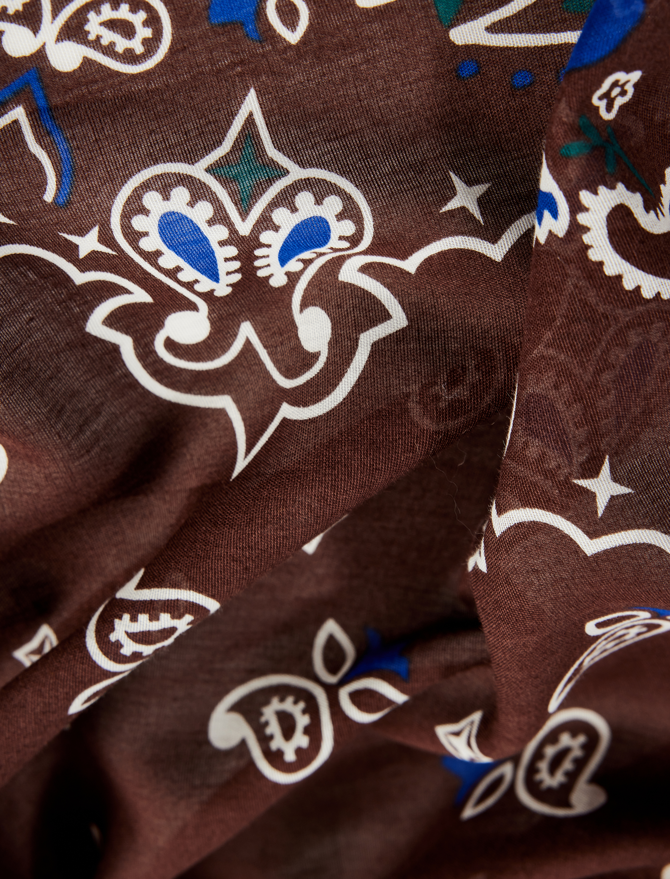  Kadın Pamuklu Şal Desenli Kare Bandana Fular
