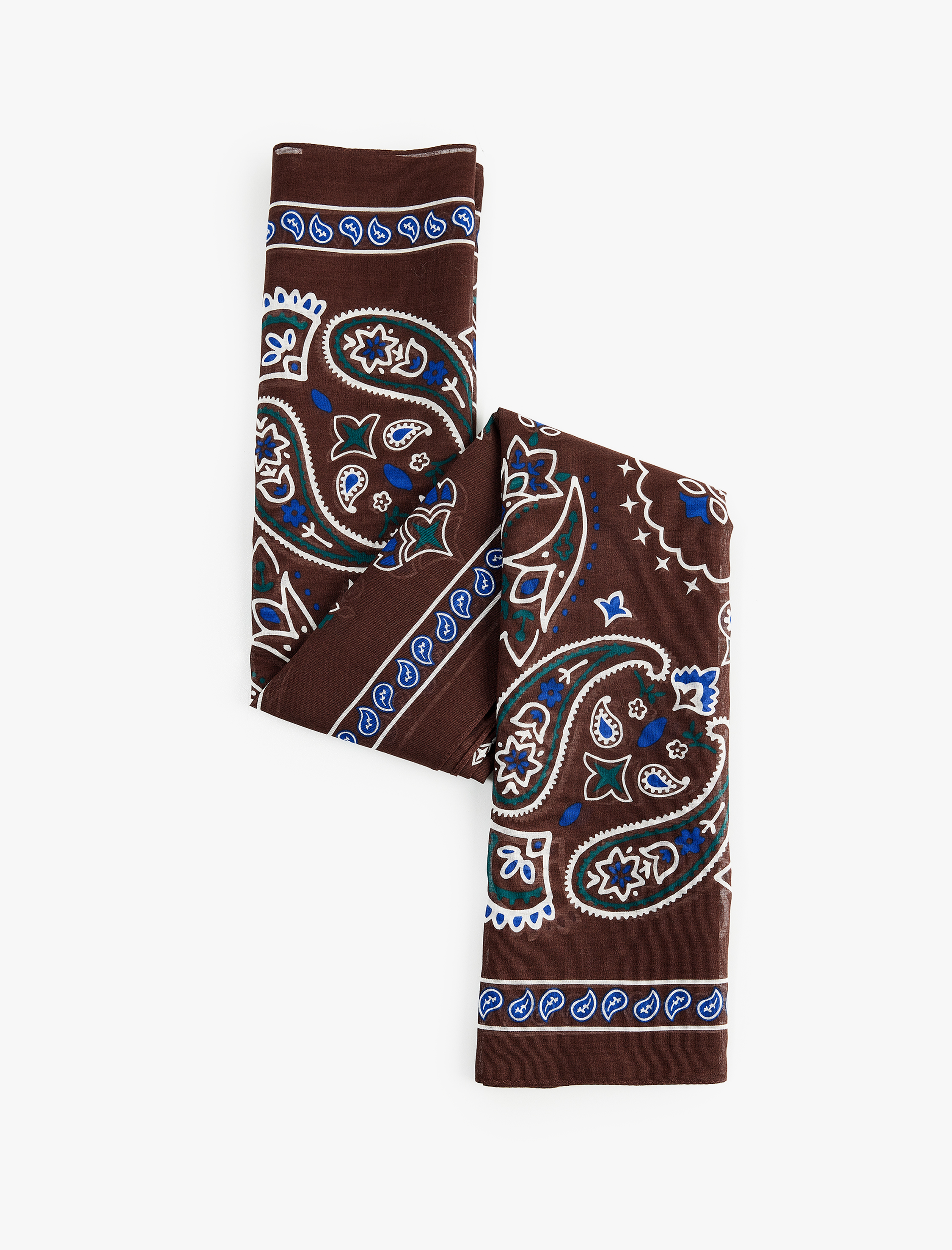  Kadın Pamuklu Şal Desenli Kare Bandana Fular