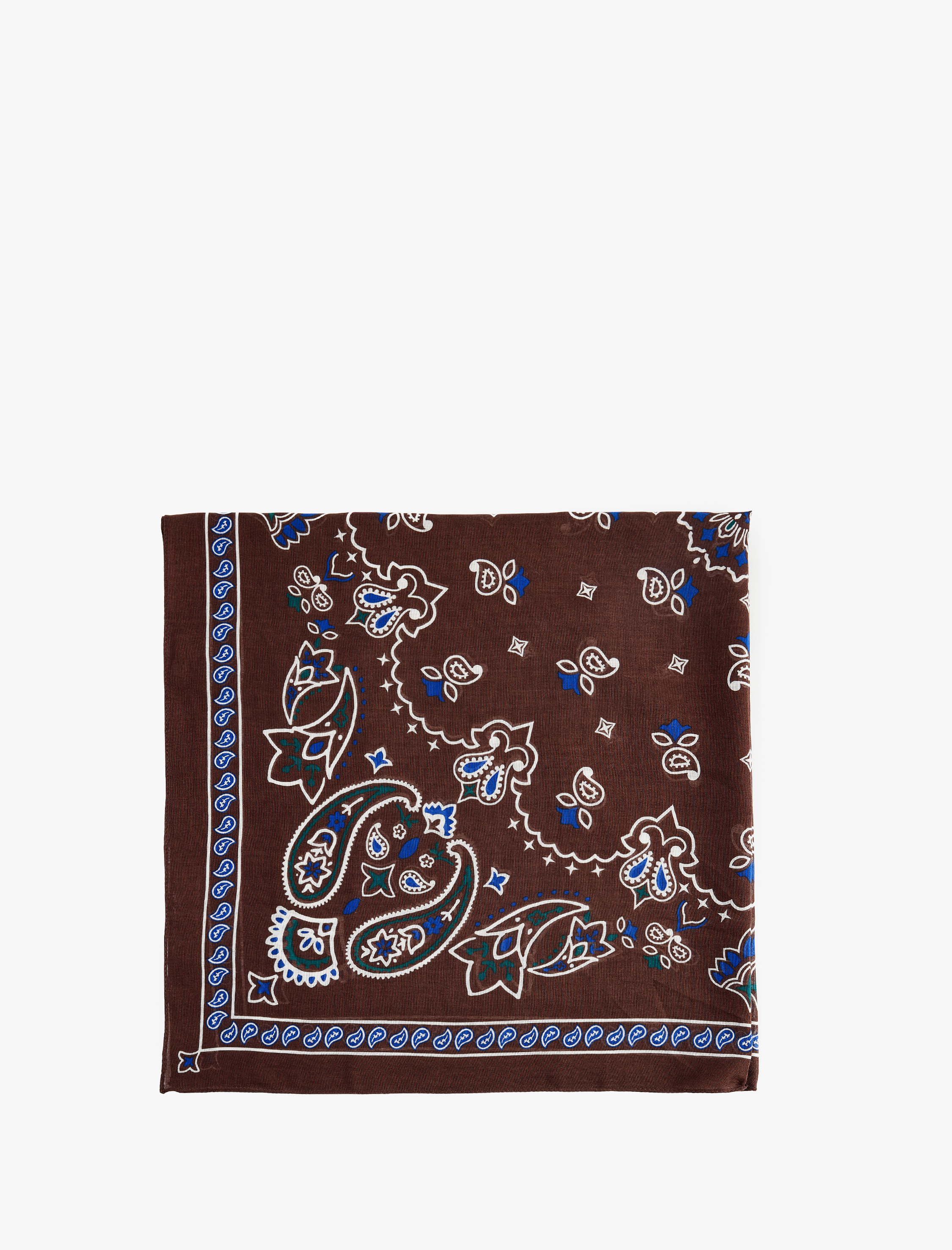 Kadın Pamuklu Şal Desenli Kare Bandana Fular