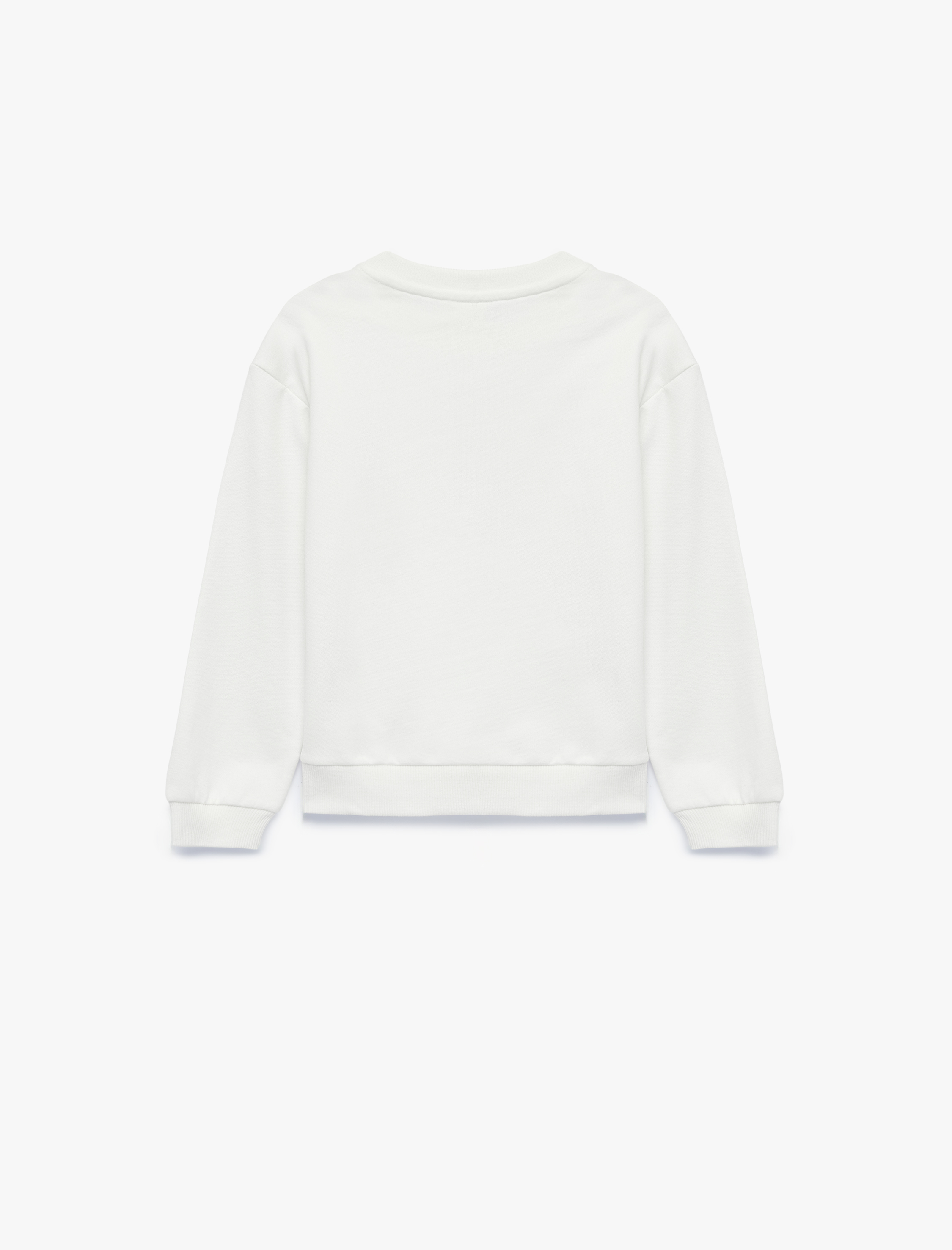  Kız Çocuk Kedi Baskılı Bisiklet Yaka Uzun Kollu Şardonlu Pamuklu Sweatshirt