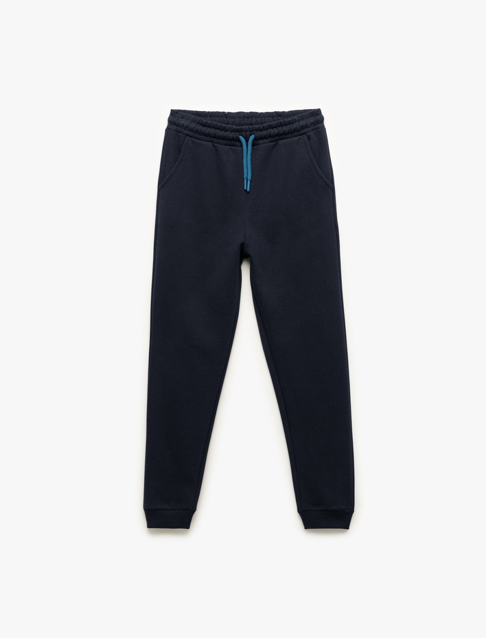 Erkek Çocuk Cep Detaylı Beli Bağlamalı Şardonlu Basic Jogger Eşofman Altı