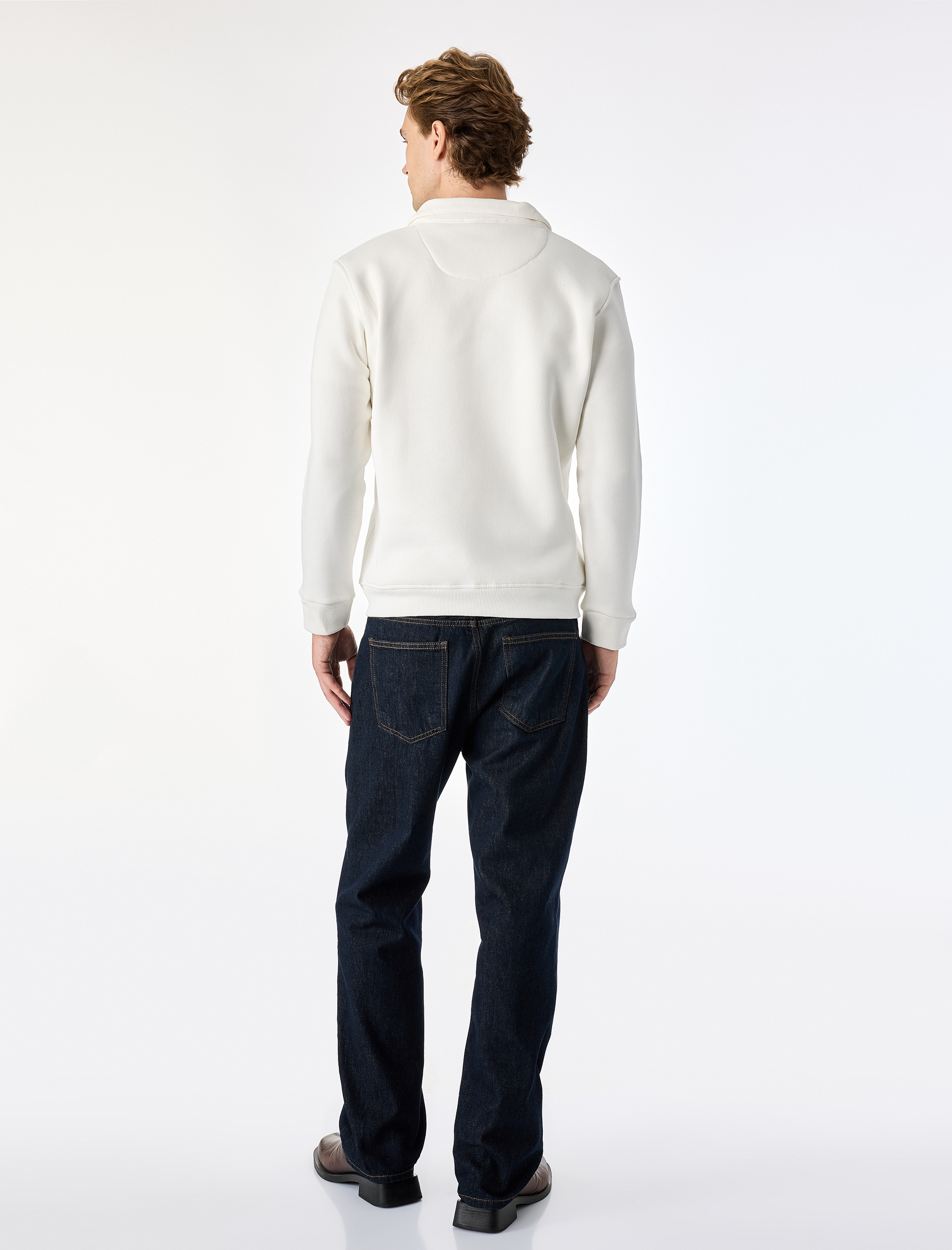  Şardonlu Regular Fit Uzun Kollu Fermuarlı Yaka Sweatshirt