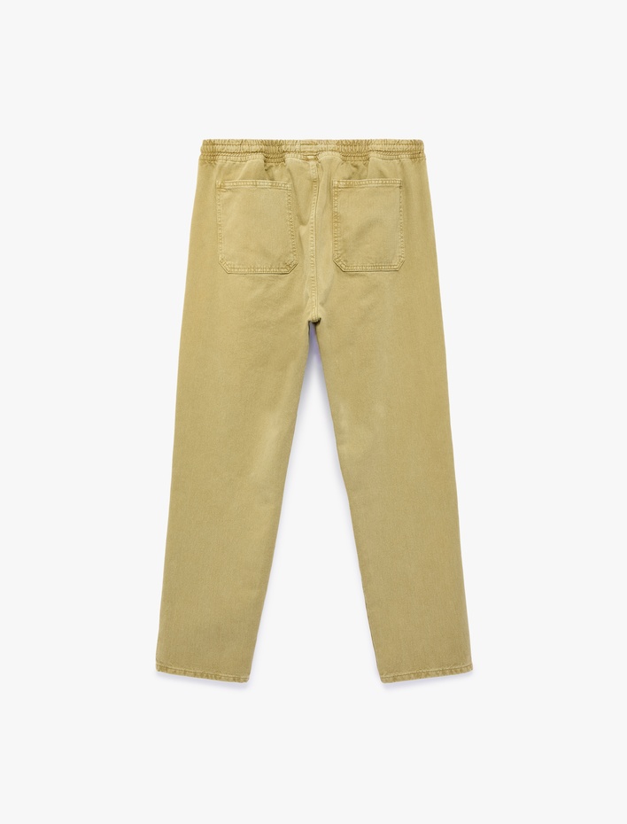  Regular Fit Pamuklu Beli Bağcıklı Jean Pantolon