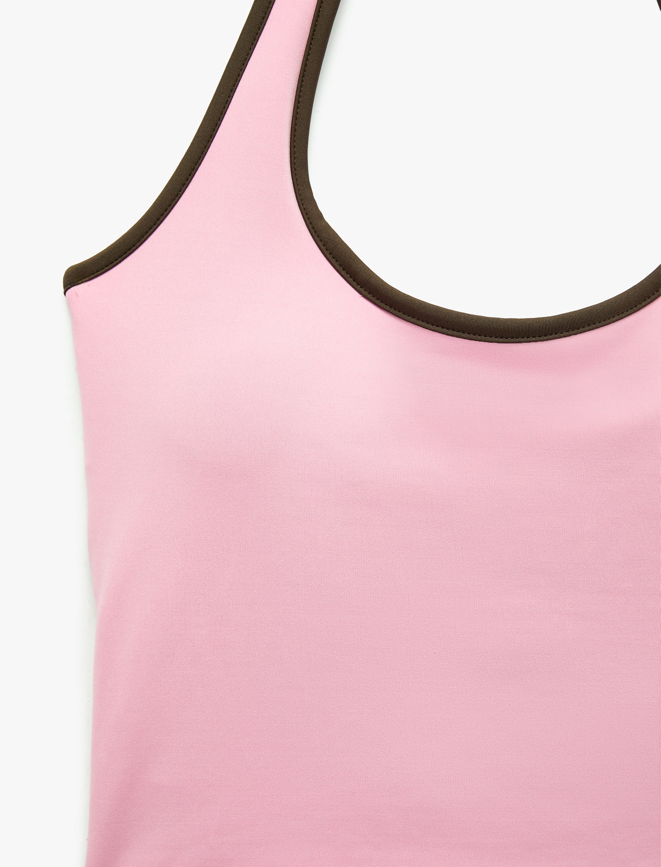   Slim Fit Halter Yaka Kolsuz Biyeli Spor Atlet