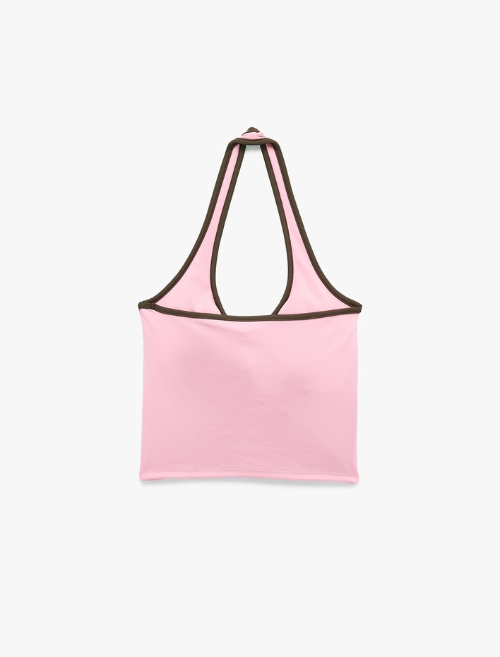  Slim Fit Halter Yaka Kolsuz Biyeli Spor Atlet