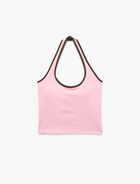 Slim Fit Halter Yaka Kolsuz Biyeli Spor Atlet
