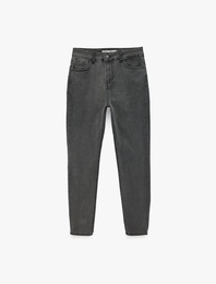 Pamuklu Normal Bel Dar Paça Cepli Skinny Push Up Denim Pantolon - Skinny Push Up Fit Jean
