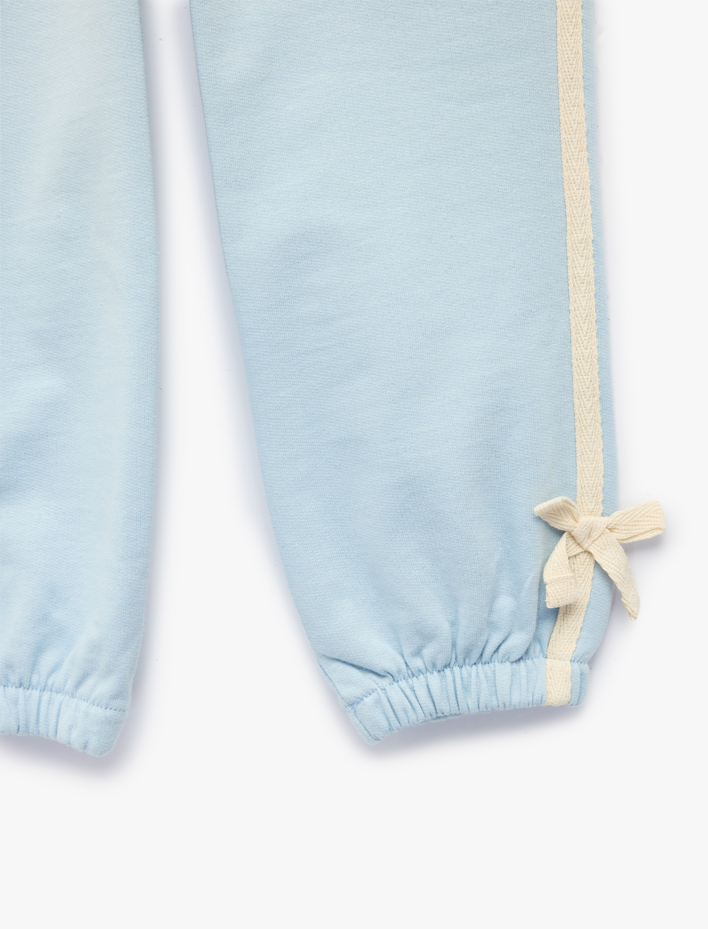  Kız Bebek Fiyonk Detaylı Beli Lastikli Pamuklu Şardonlu Jogger Eşofman Altı