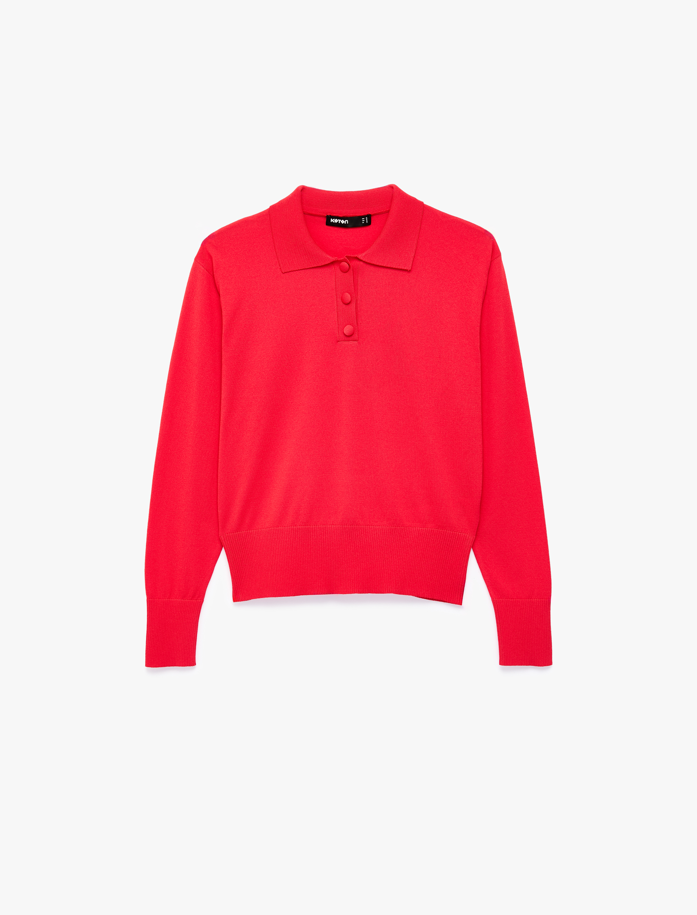   Regular Fit Uzun Kollu Yarım Düğmeli Polo Yaka Triko Kazak