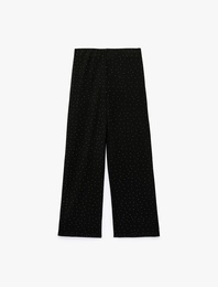 Normal Bel Taş Detaylı Regular Fit Viskon Bol Paça Eşofman Altı
