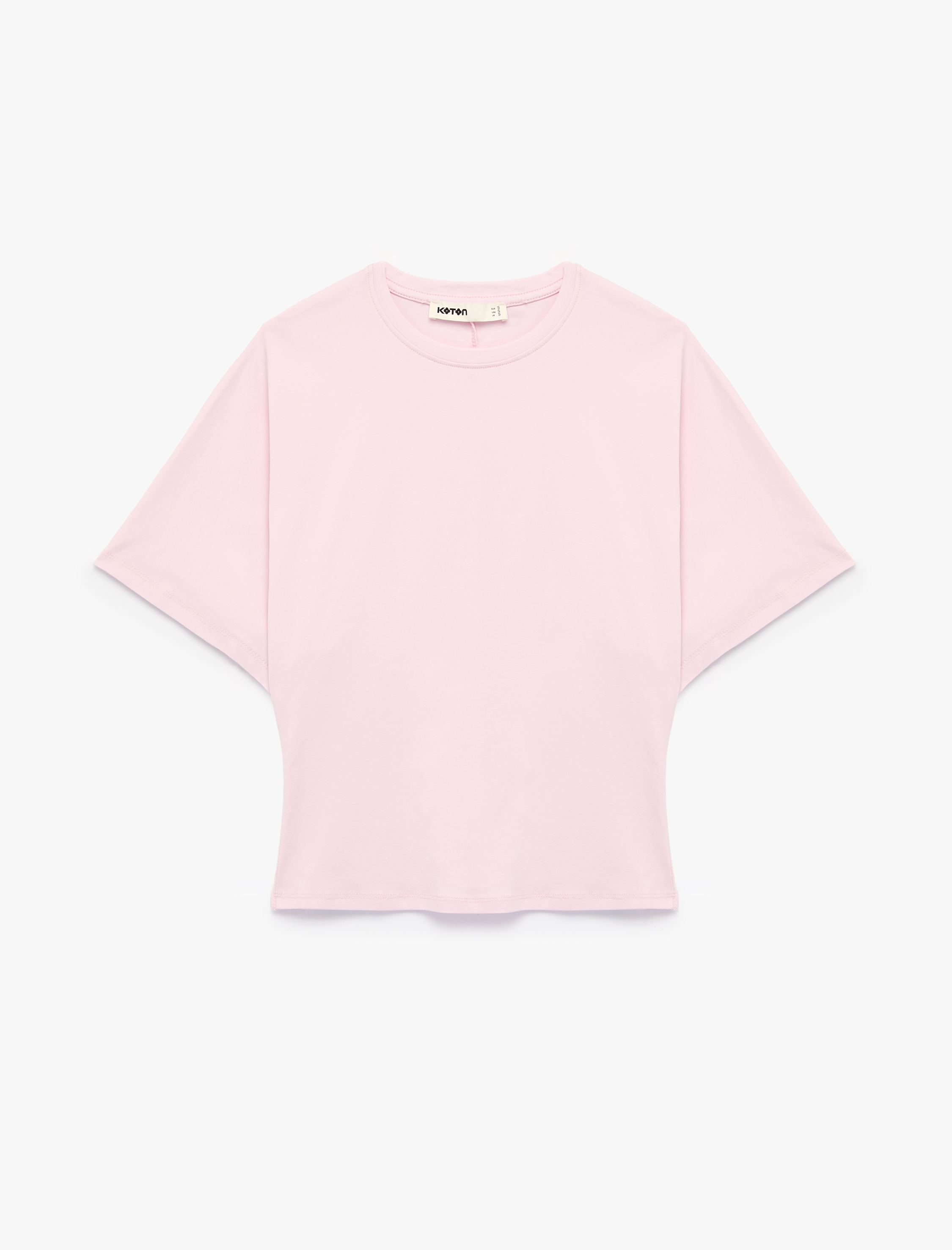   Pamuklu Slim Fit Yarasa Kol Bisiklet Yaka Tişört