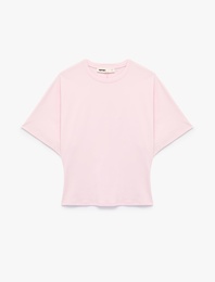Pamuklu Slim Fit Yarasa Kol Bisiklet Yaka Tişört