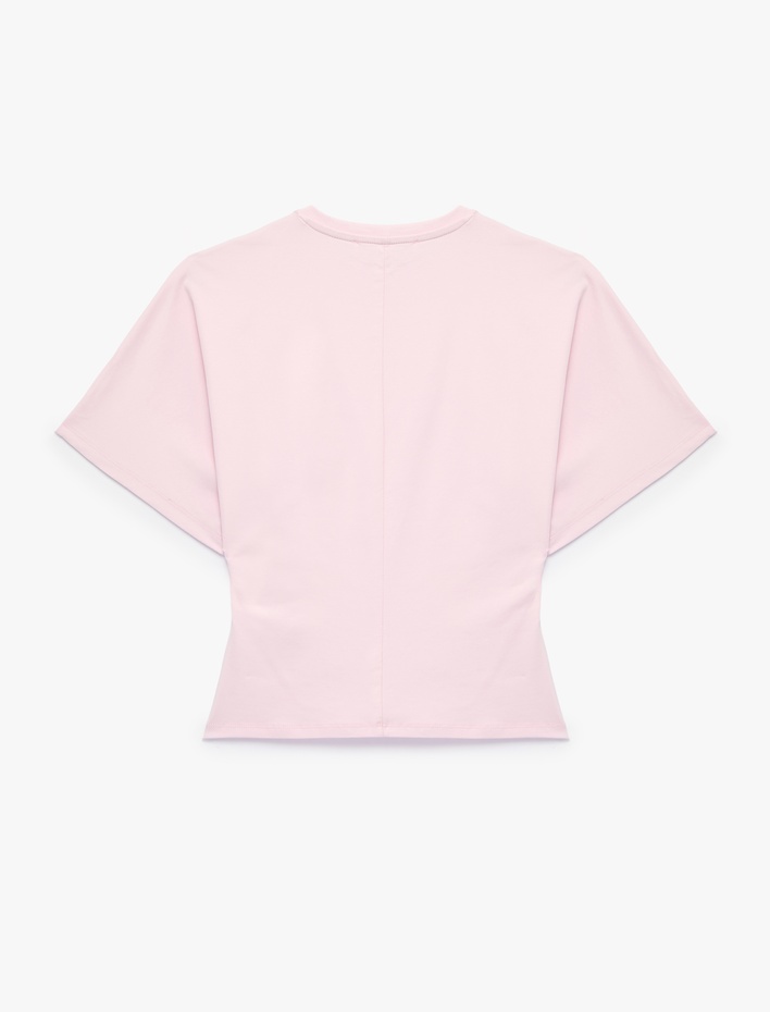  Pamuklu Slim Fit Yarasa Kol Bisiklet Yaka Tişört