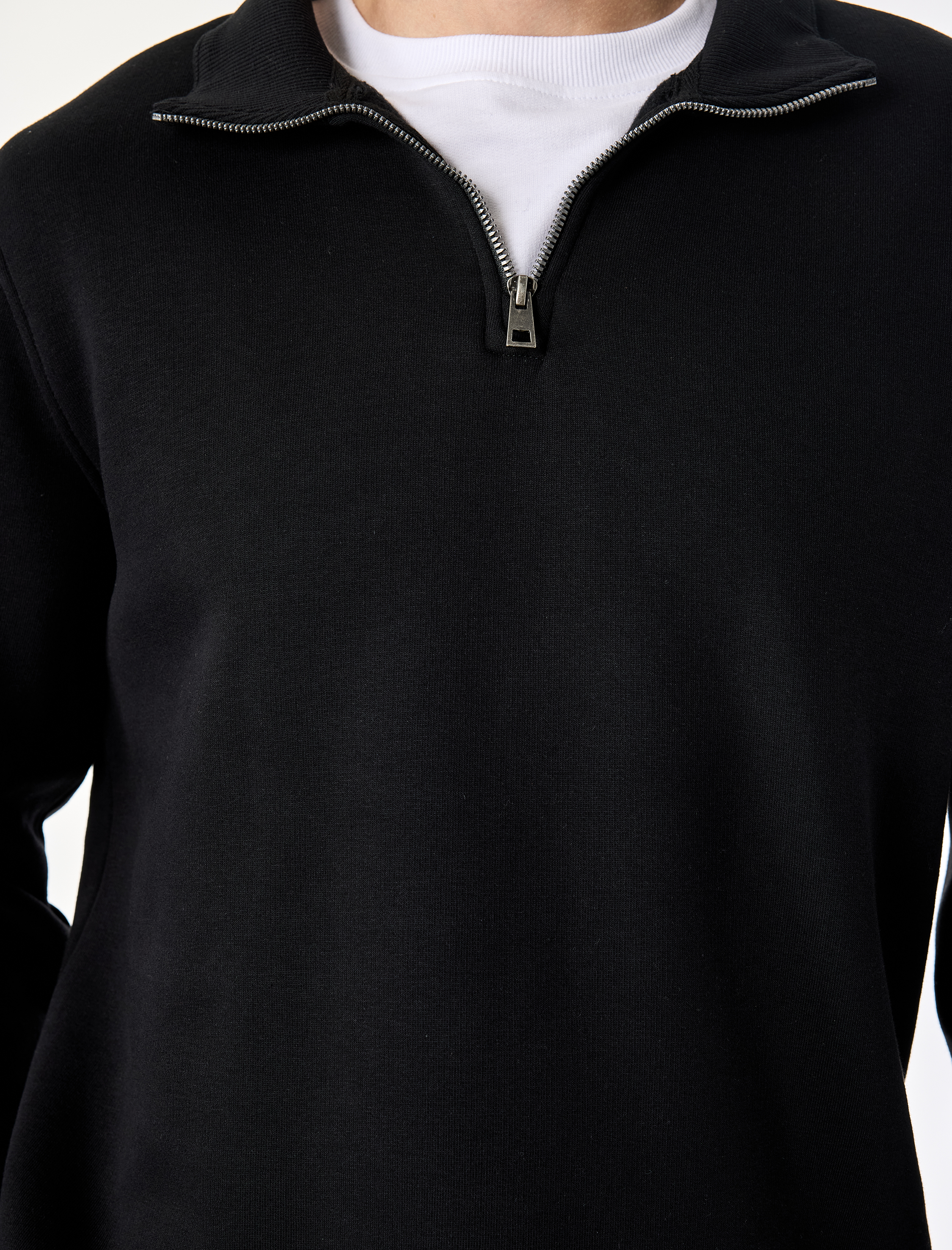   Şardonlu Regular Fit Uzun Kollu Fermuarlı Yaka Sweatshirt