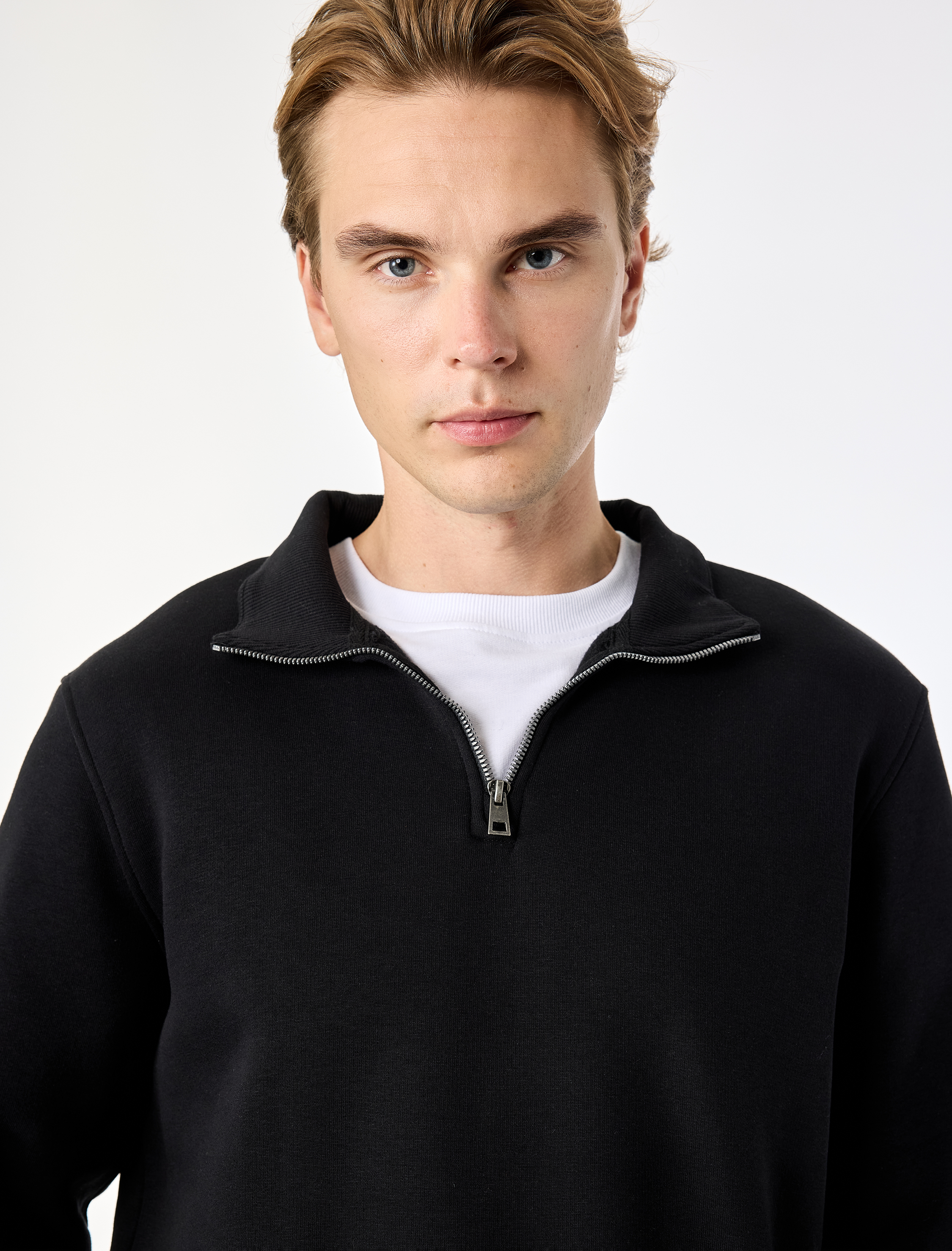  Şardonlu Regular Fit Uzun Kollu Fermuarlı Yaka Sweatshirt