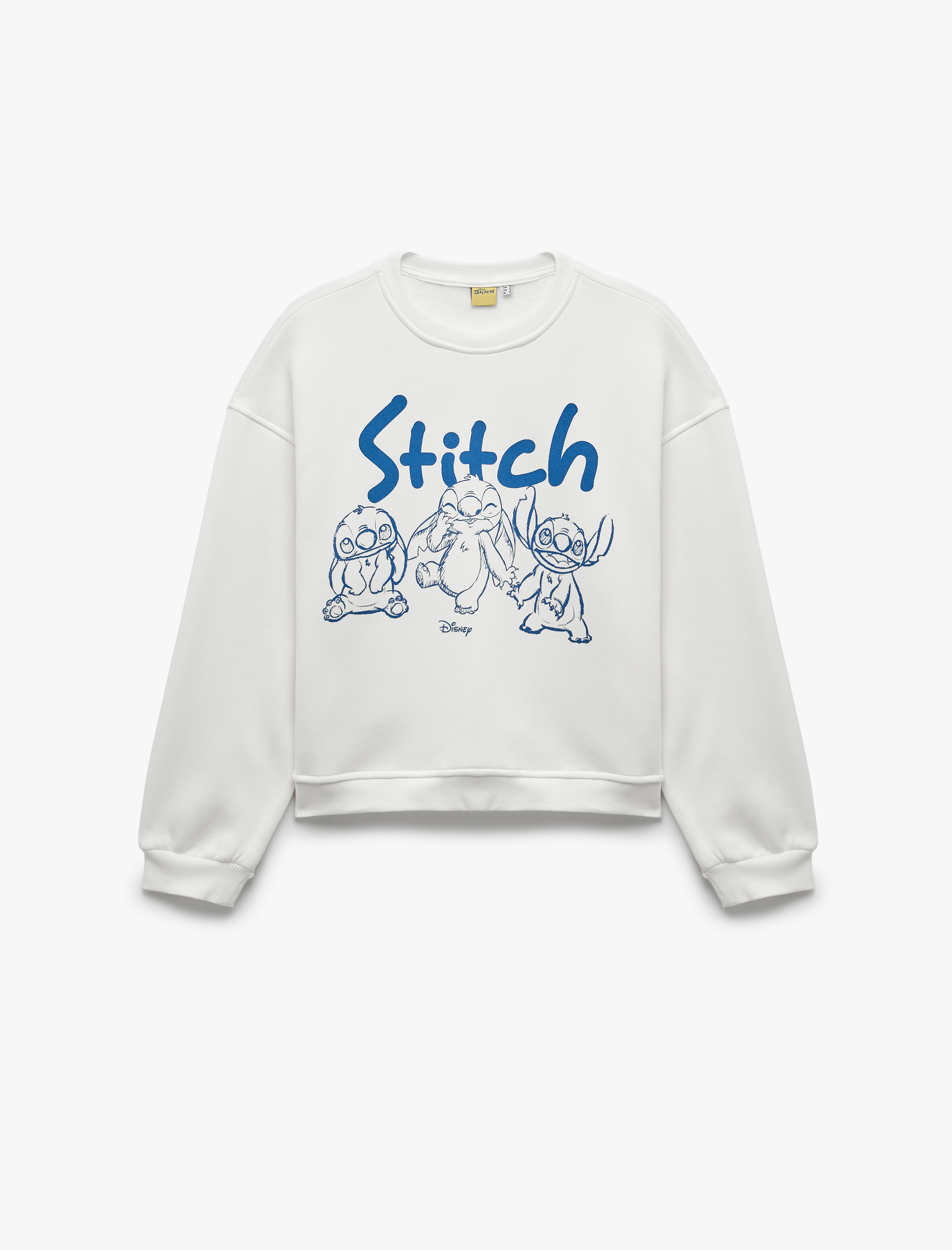   Stitch Lisanslı Baskılı Rahat Kalıp Şardonlu Bisiklet Yaka Uzun Kollu Sweatshirt