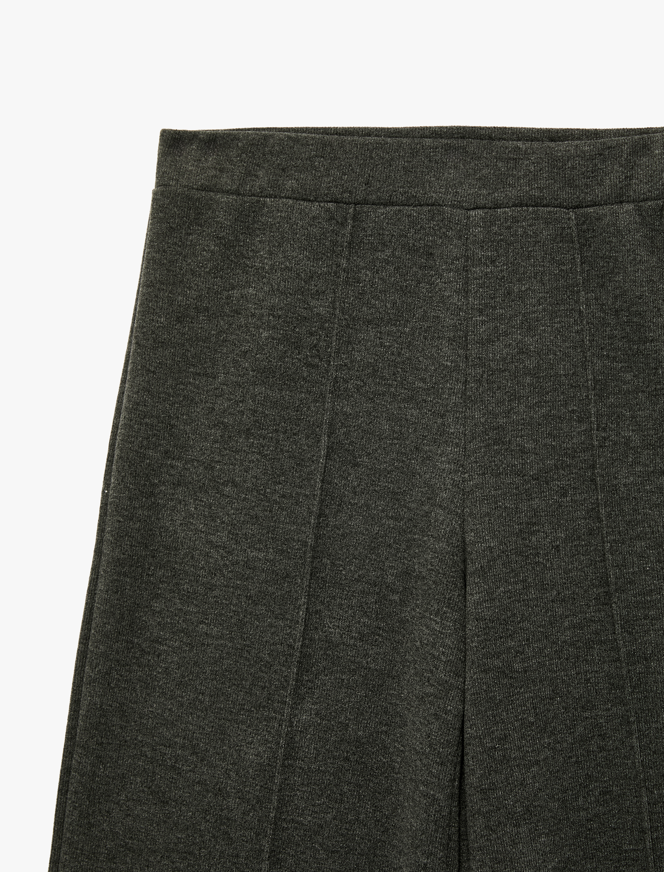   Rahat Kalıp Beli Lastikli Nervürlü Uzun Geniş Paça Pantolon